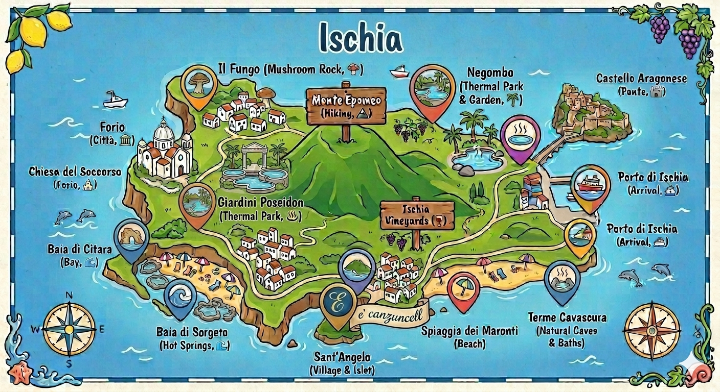 Anteprima della mappa illustrata di Ischia